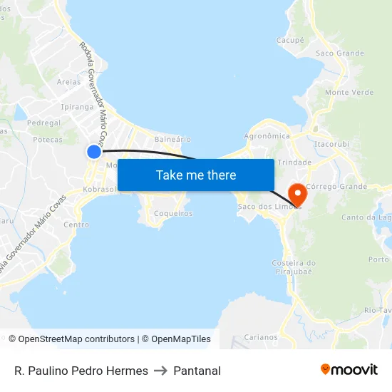 R. Paulino Pedro Hermes to Pantanal map