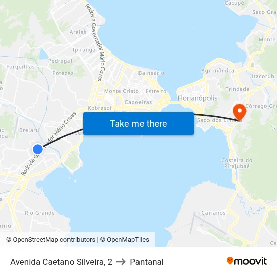 Avenida Caetano Silveira, 2 to Pantanal map