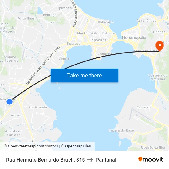 Rua Hermute Bernardo Bruch, 315 to Pantanal map