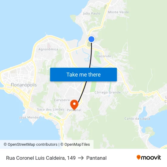 Rua Coronel Luis Caldeira, 149 to Pantanal map