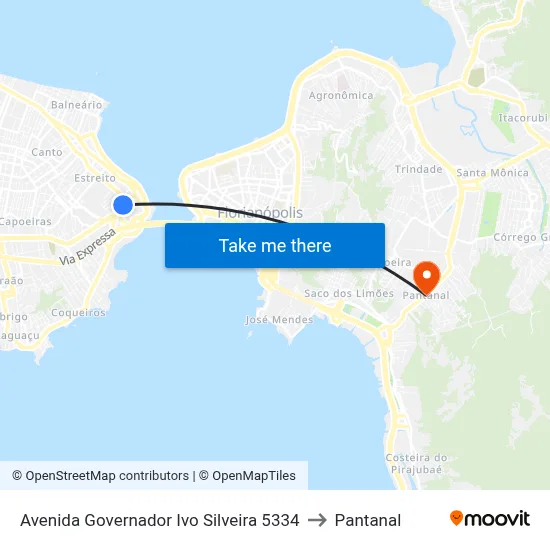 Avenida Governador Ivo Silveira 5334 to Pantanal map