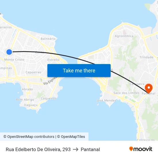 Rua Edelberto De Oliveira, 293 to Pantanal map