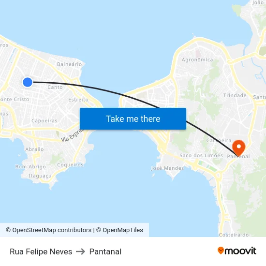 Rua Felipe Neves to Pantanal map