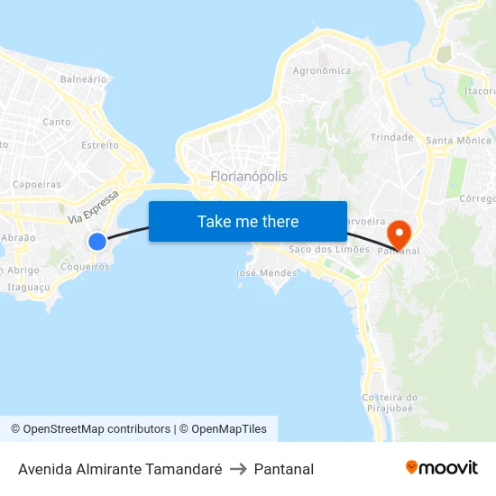 Avenida Almirante Tamandaré to Pantanal map