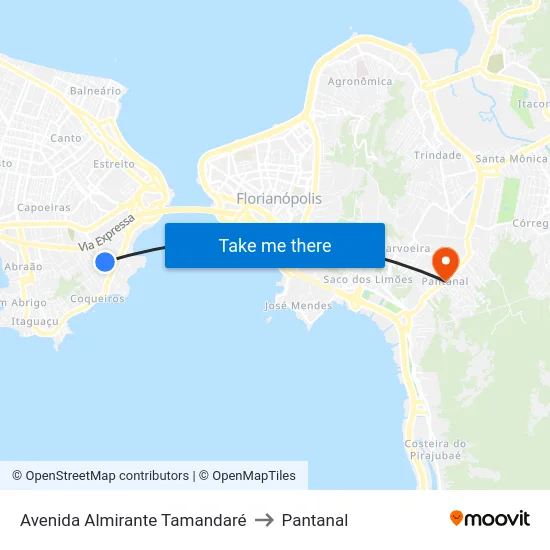 Avenida Almirante Tamandaré to Pantanal map