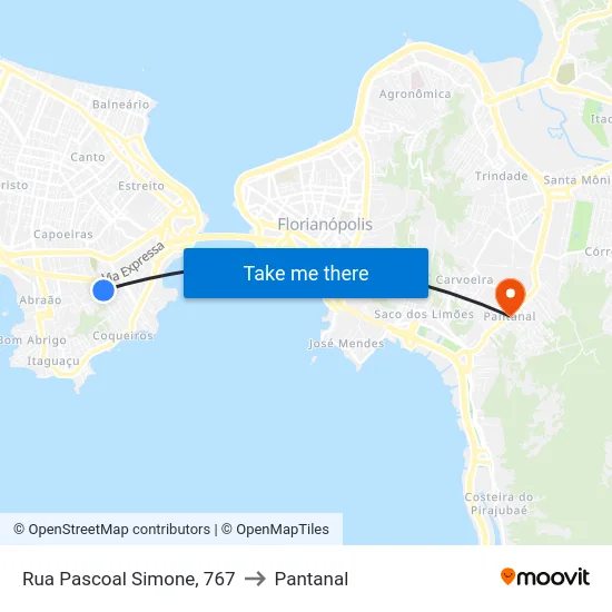 Rua Pascoal Simone, 767 to Pantanal map