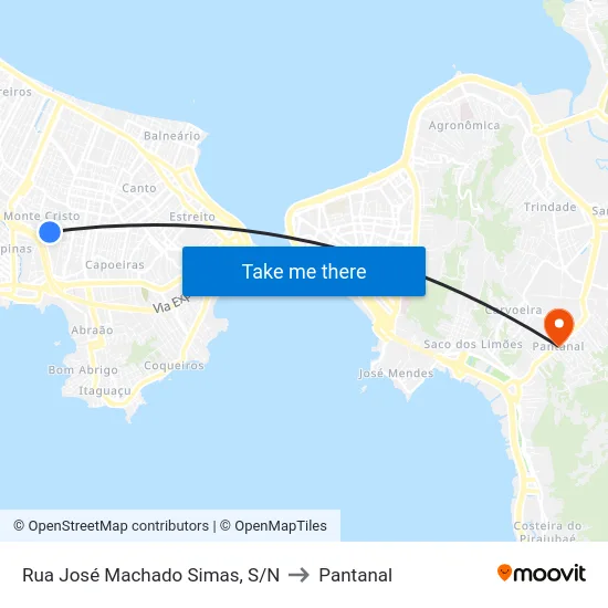 Rua José Machado Simas, S/N to Pantanal map