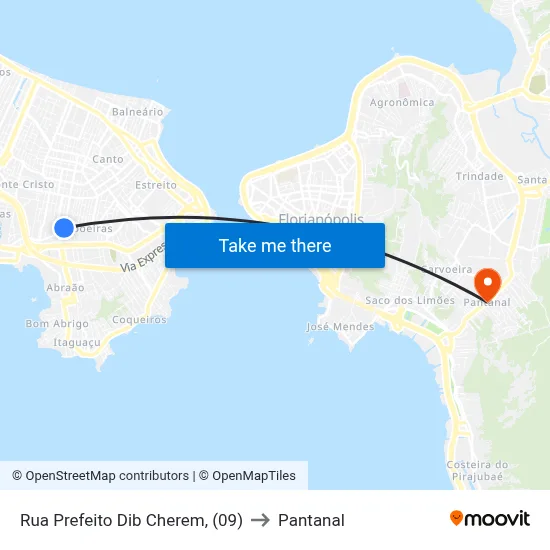 Rua Prefeito Dib Cherem,  (09) to Pantanal map