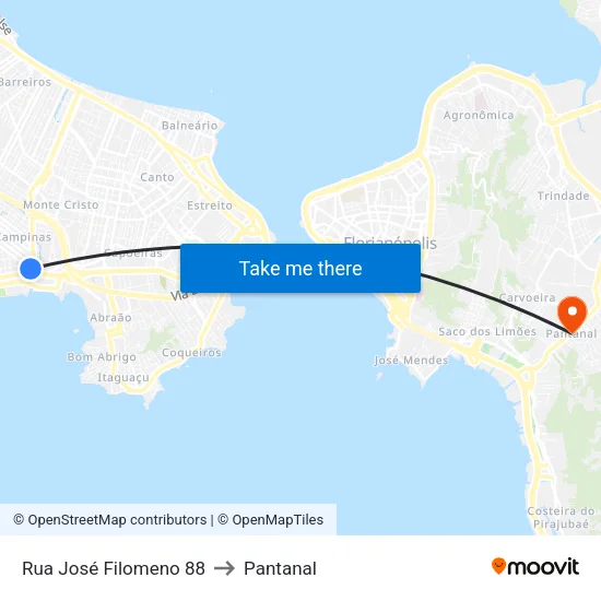Rua José Filomeno 88 to Pantanal map