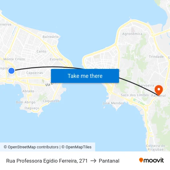 Rua Professora Egídio Ferreira, 271 to Pantanal map
