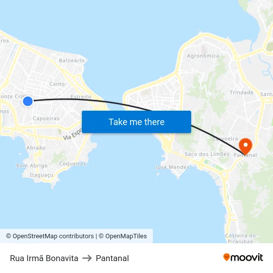 Rua Irmã Bonavita 792 to Pantanal map