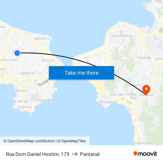 Rua Dom Daniel Hostim, 179 to Pantanal map