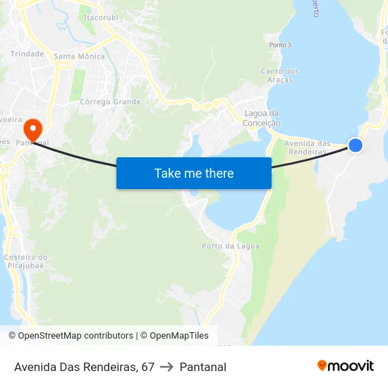 Avenida Das Rendeiras, 67 to Pantanal map