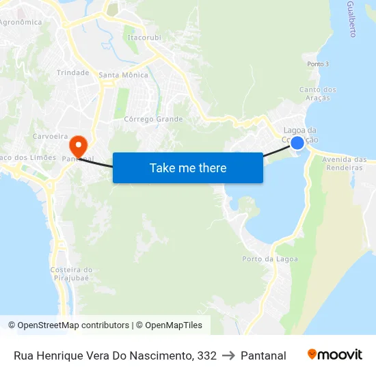 Rua Henrique Vera Do Nascimento, 332 to Pantanal map