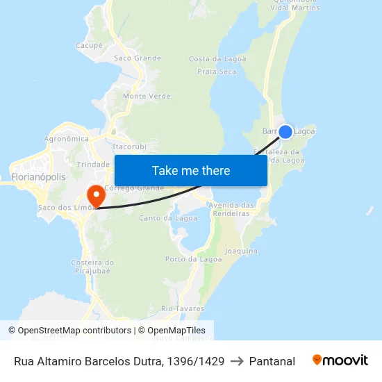 Rua Altamiro Barcelos Dutra, 1396/1429 to Pantanal map