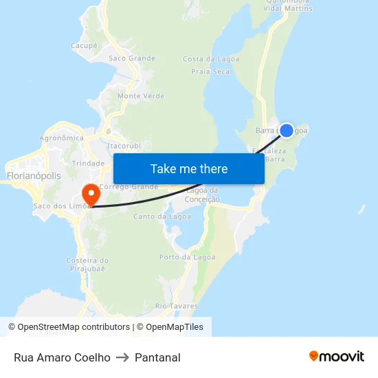 Rua Amaro Coelho to Pantanal map