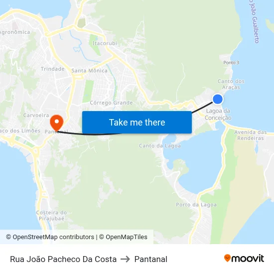 Rua João Pacheco Da Costa to Pantanal map