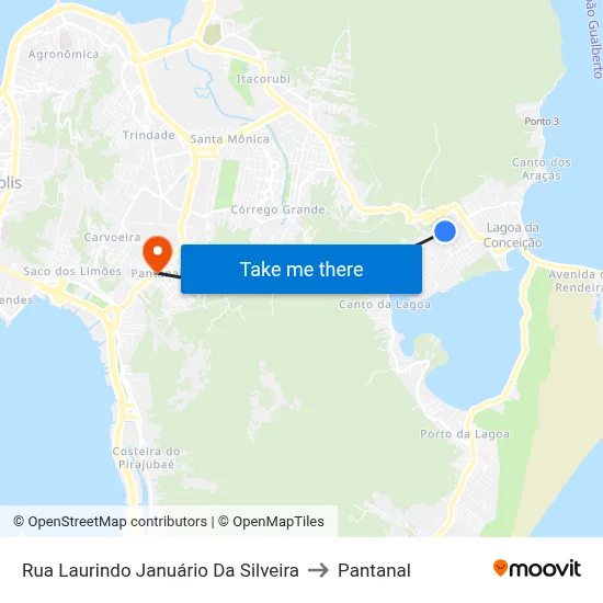 Rua Laurindo Januário Da Silveira to Pantanal map