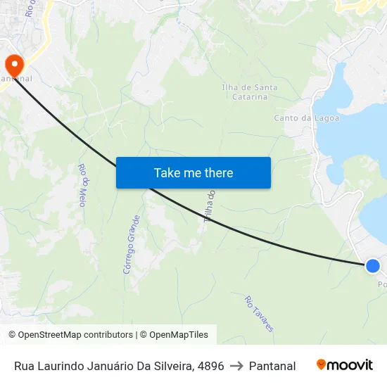Rua Laurindo Januário Da Silveira, 4896 to Pantanal map