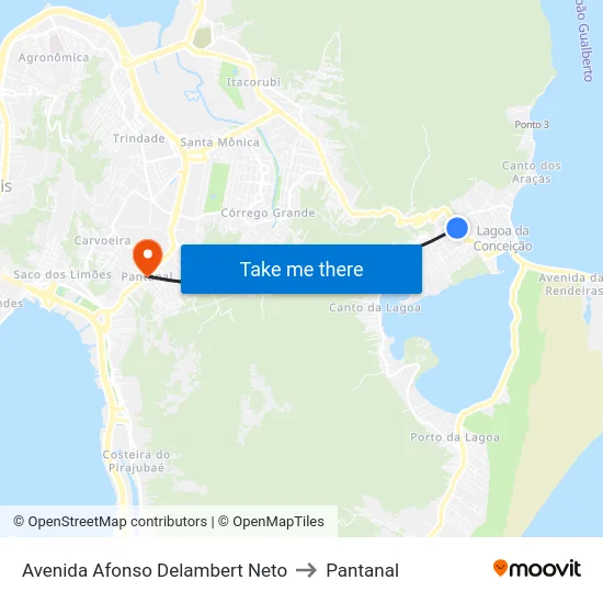 Avenida Afonso Delambert Neto to Pantanal map