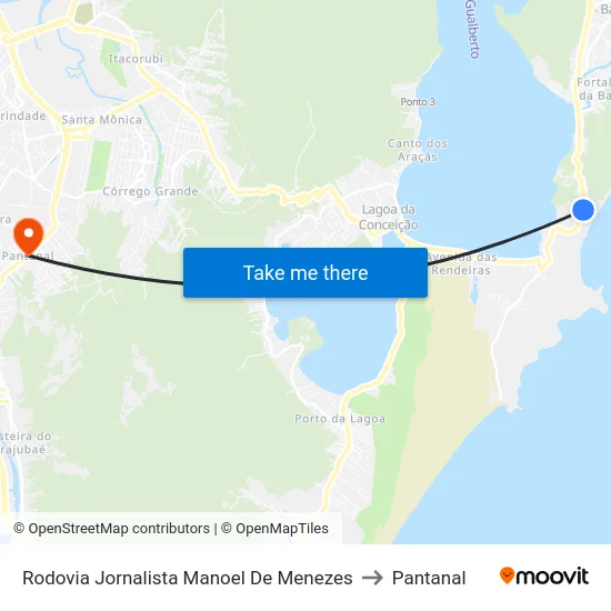 Rodovia Jornalista Manoel De Menezes to Pantanal map