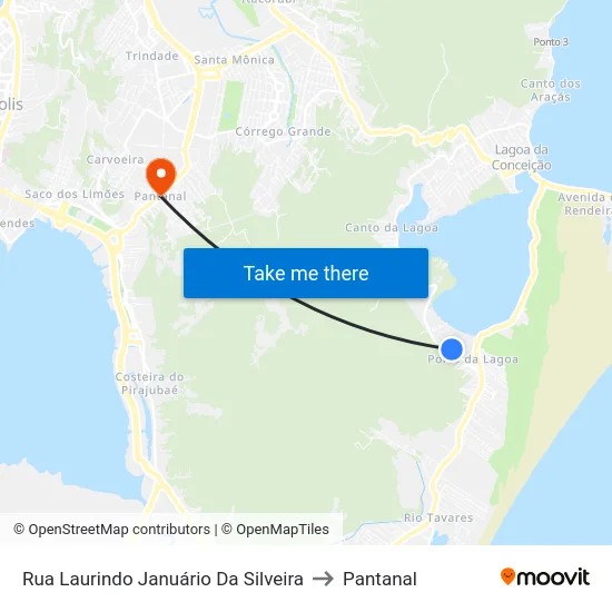 Rua Laurindo Januário Da Silveira to Pantanal map