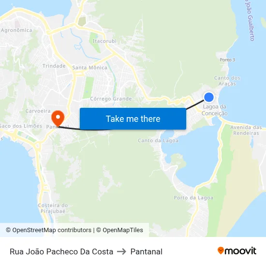 Rua João Pacheco Da Costa to Pantanal map