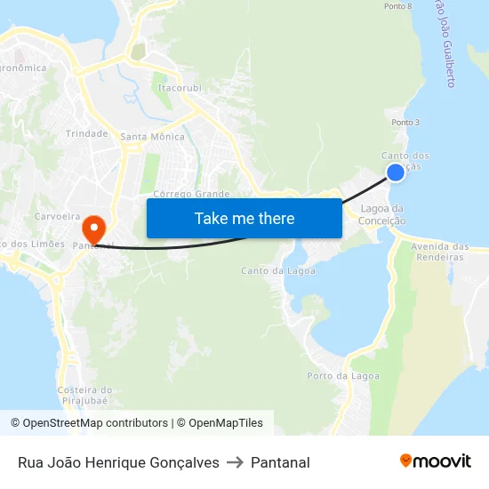 Rua João Henrique Gonçalves to Pantanal map