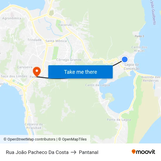 Rua João Pacheco Da Costa to Pantanal map