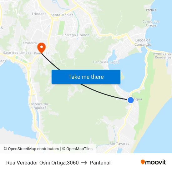 Rua Vereador Osni Ortiga,3060 to Pantanal map