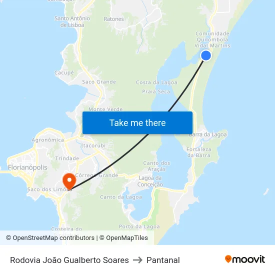 Rodovia João Gualberto Soares to Pantanal map