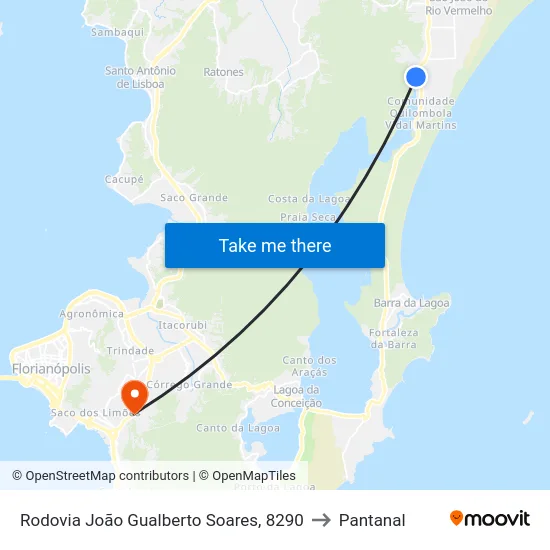 Rodovia João Gualberto Soares, 8290 to Pantanal map