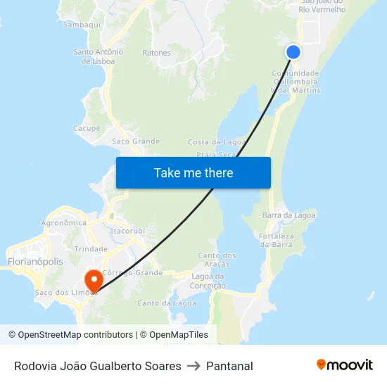 Rodovia João Gualberto Soares to Pantanal map