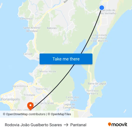Rodovia João Gualberto Soares to Pantanal map