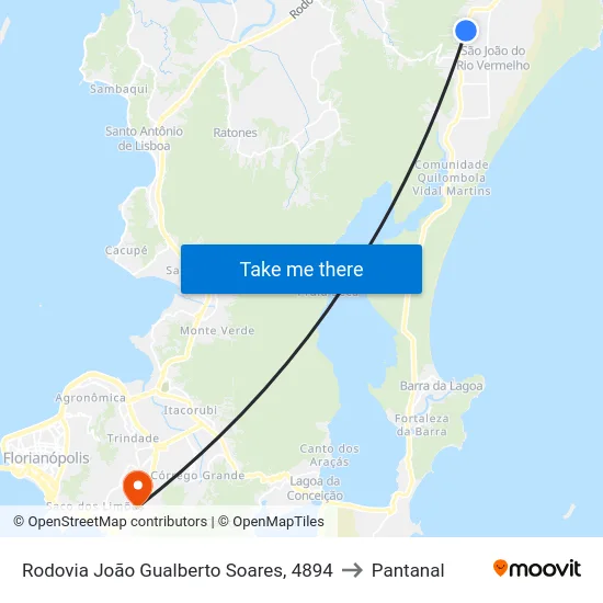 Rodovia João Gualberto Soares, 4894 to Pantanal map