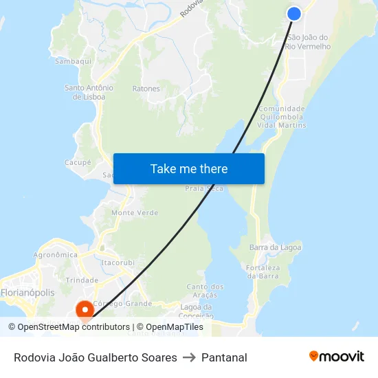 Rodovia João Gualberto Soares to Pantanal map