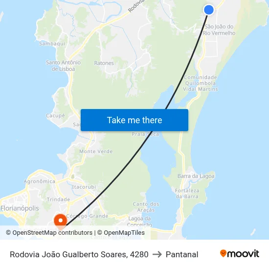 Rodovia João Gualberto Soares, 4280 to Pantanal map