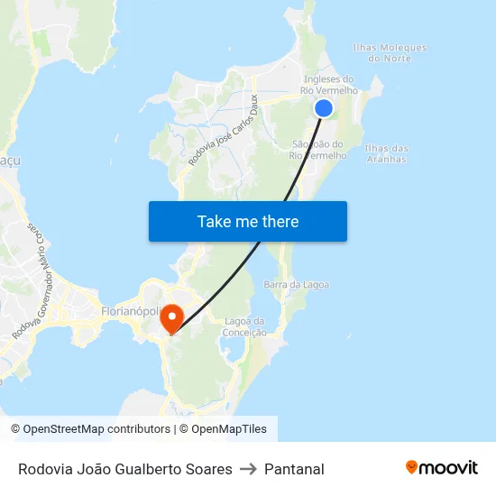 Rodovia João Gualberto Soares to Pantanal map