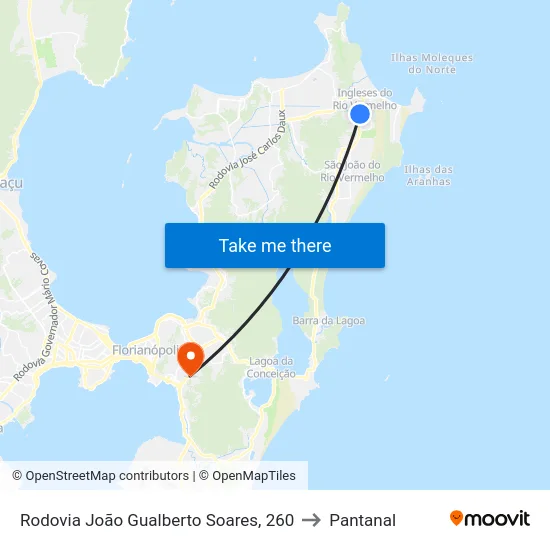 Rodovia João Gualberto Soares, 260 to Pantanal map