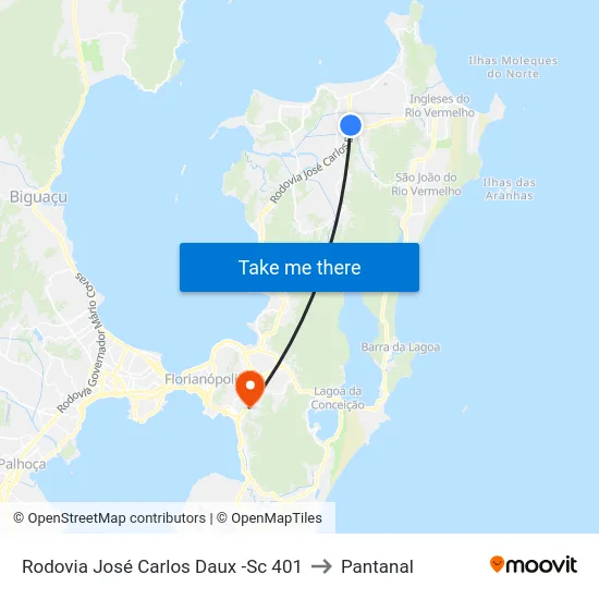 Rodovia José Carlos Daux -Sc 401 to Pantanal map