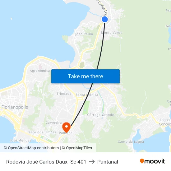 Rodovia José Carlos Daux -Sc 401 to Pantanal map