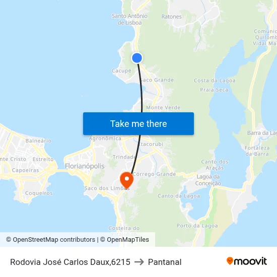Rodovia José Carlos Daux,6215 to Pantanal map