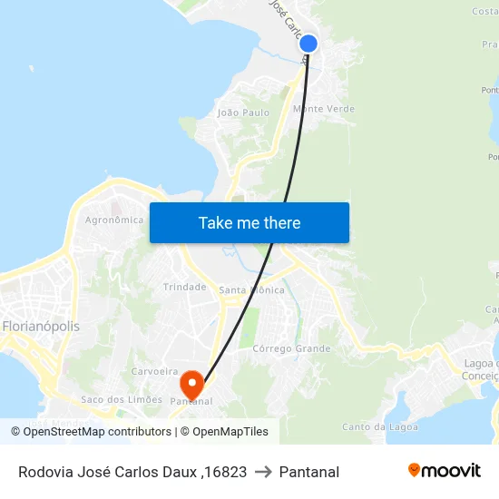 Rodovia José Carlos Daux ,16823 to Pantanal map