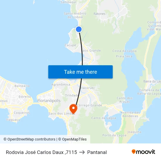 Rodovia José Carlos Daux ,7115 to Pantanal map