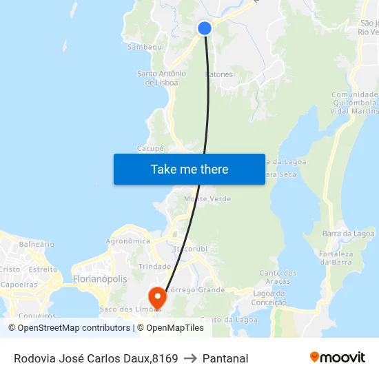 Rodovia José Carlos Daux,8169 to Pantanal map
