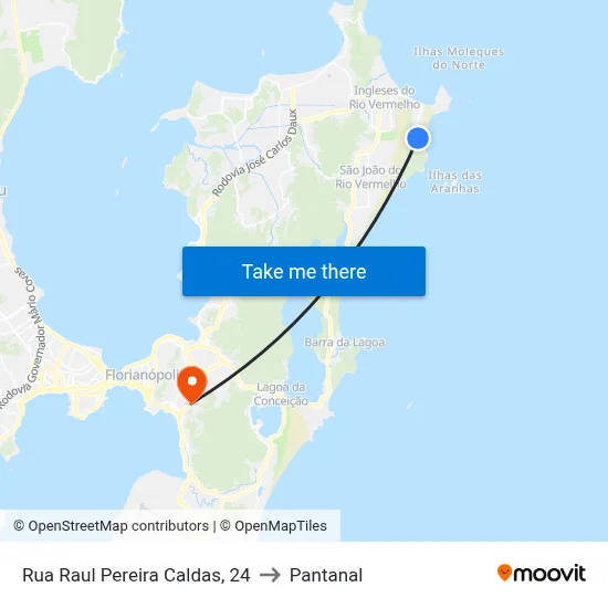 Rua Raul Pereira Caldas, 24 to Pantanal map