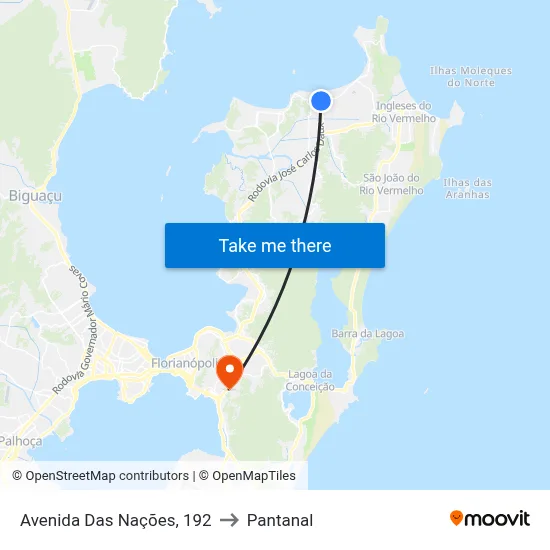 Avenida Das Nações, 192 to Pantanal map
