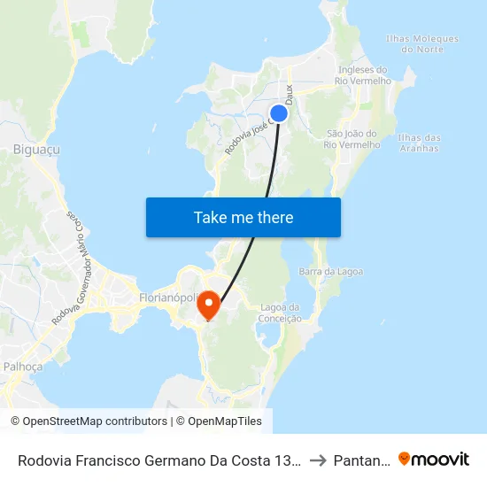 Rodovia Francisco Germano Da Costa 1322 to Pantanal map