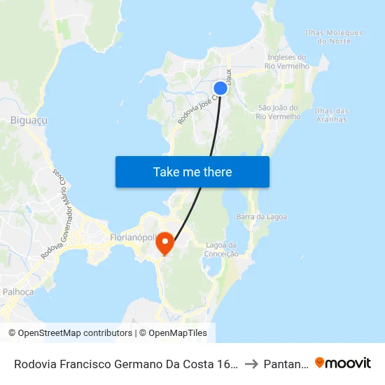 Rodovia Francisco Germano Da Costa 1661 to Pantanal map