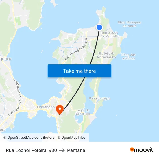 Rua Leonel Pereira, 930 to Pantanal map